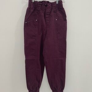 Women’s Paper-baggy Jogger Style Cotton Burgundy Pants